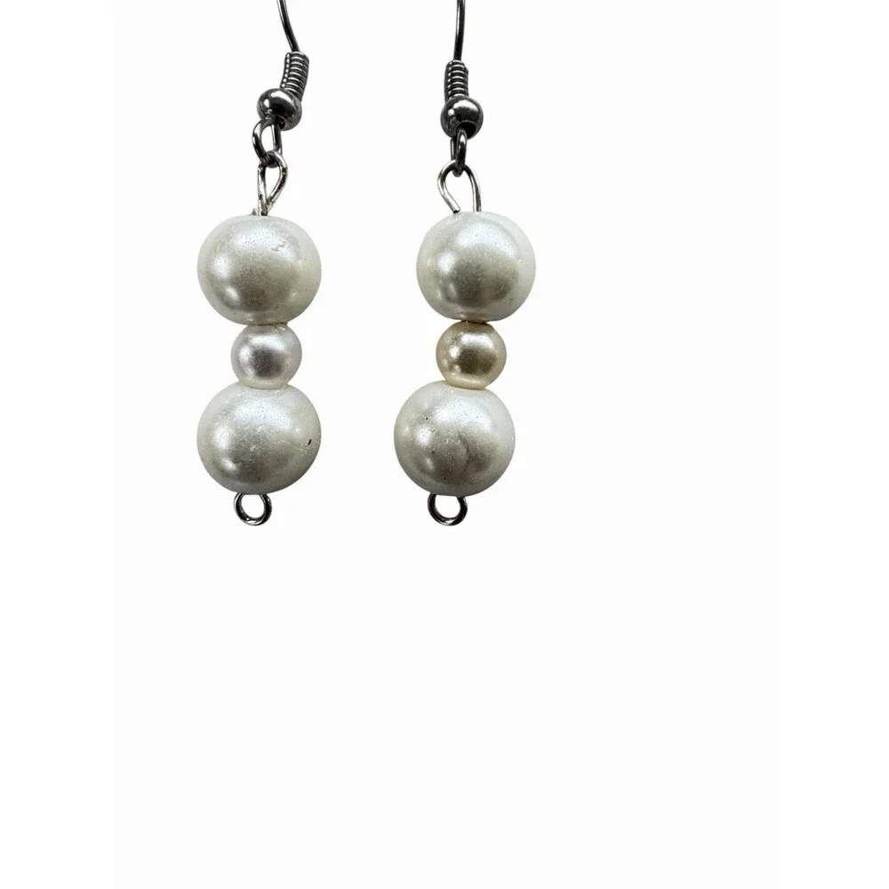 Vintage Classic Faux Pearl Drop Earrings Dangle White Bridal Minimalist Romantic